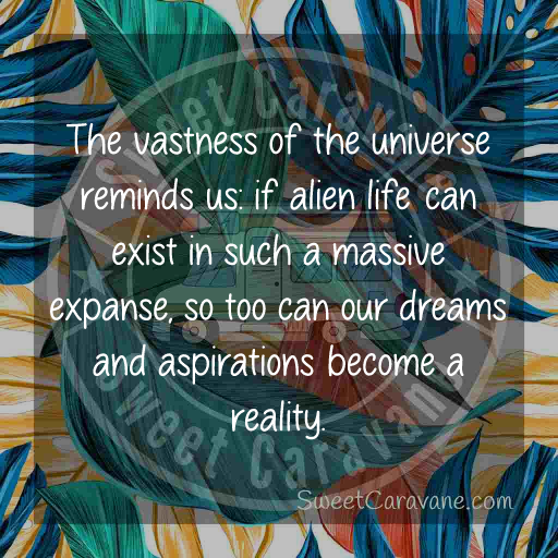 The vastness of the universe reminds us: if alien life can exist in such a massive expanse, so too can our dreams and aspirations become a reality.