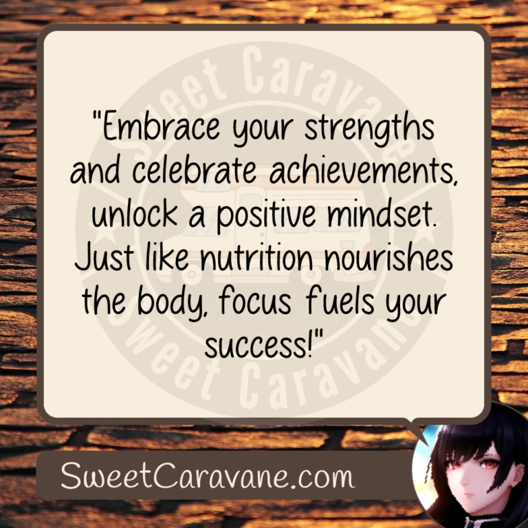 "Embrace your strengths and celebrate achievements, unlock a positive mindset. Just like nutrition nourishes the body, focus fuels your success!"