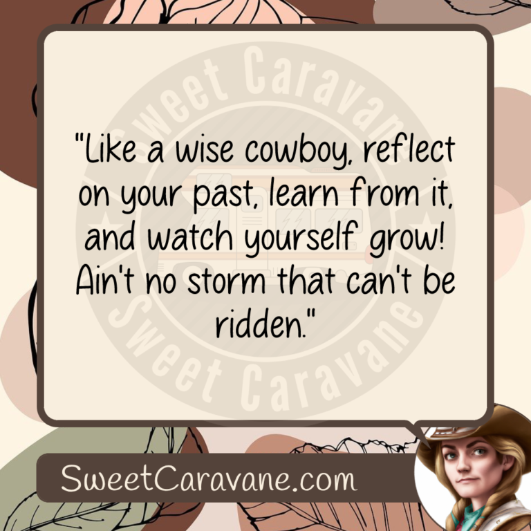 "Like a wise cowboy, reflect on your past, learn from it, and watch yourself grow! Ain't no storm that can't be ridden."